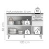 Balcao Com Tampo 120 cm 3 Portas 2 Gavetas Evidence Branco POLIMAN