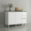 Balcao Com Tampo 120 cm 3 Portas 2 Gavetas Evidence Branco POLIMAN