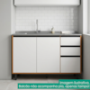 Balcao Com Tampo 120 cm 3 Portas 2 Gavetas Ravena Freijo Off Acetinado POLIMAN