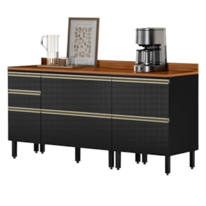 Balcao Com Tampo 120 cm e Balcao Com Tampo 60 cm Proenca Nogueira Carbono Prime Demartez