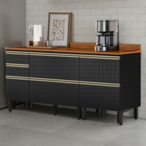 Balcao Com Tampo 120 cm e Balcao Com Tampo 60 cm Proenca Nogueira Carbono Prime Demartez