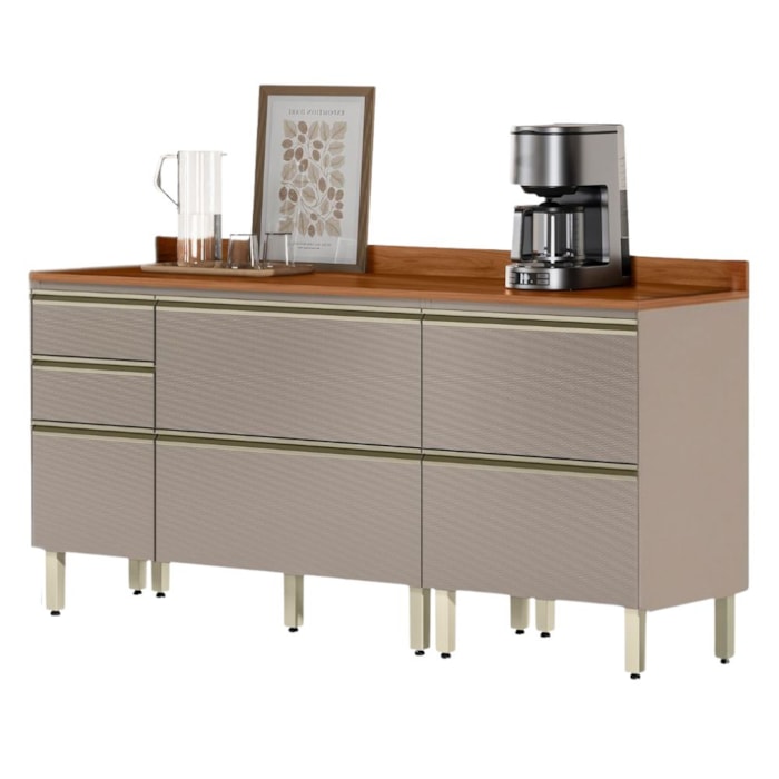 Balcao Com Tampo 120 cm e Balcao Com Tampo 60 cm Proenca Nogueira Nude Prime Demartez