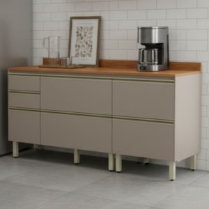 Balcao Com Tampo 120 cm e Balcao Com Tampo 60 cm Proenca Nogueira Nude Prime Demartez