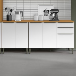 Balcao Com Tampo 120 cm E Balcao com Tampo 70 cm Cinamomo Branco ARMoveis