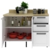 Balcao Com Tampo 120 cm MDF 2P 3G Branco Carvalho Tecno Mobili