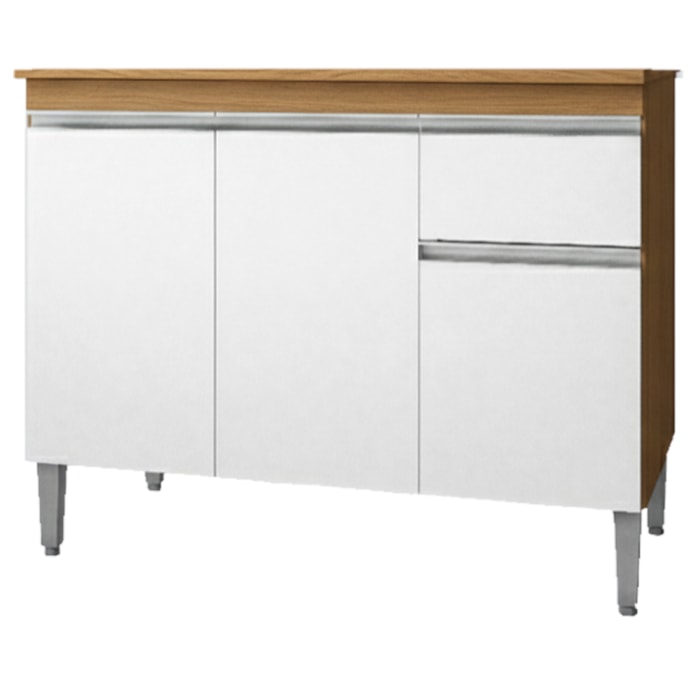 Balcao Com Tampo 120 cm Tatiane Amendoa Branco REAJL Moveis