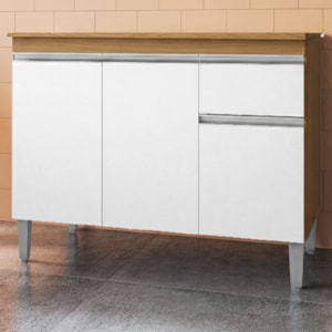 Balcao Com Tampo 120 cm Tatiane Amendoa Branco REAJL Moveis