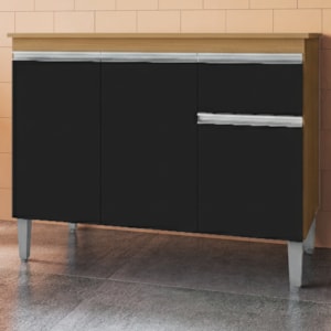 Balcao Com Tampo 120 cm Tatiane Amendoa Preto REAJL Moveis