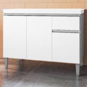 Balcao Com Tampo 120 cm Tatiane Branco REAJL Moveis