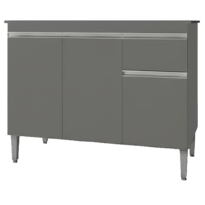 Balcao Com Tampo 120 cm Tatiane Cinza REAJL Móveis