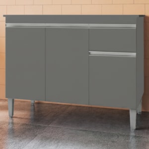 Balcao Com Tampo 120 cm Tatiane Cinza REAJL Móveis