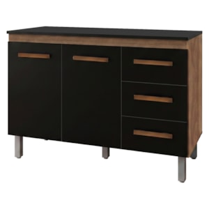 Balcao Com Tampo 120cm 9110x9300 Savana Preto Mobbs
