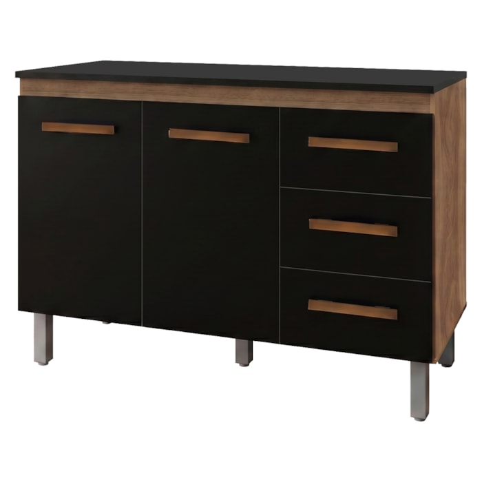 Balcao Com Tampo 120cm 9110x9300 Savana Preto Mobbs