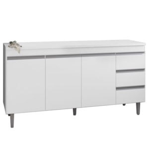 Balcao Com Tampo 150 cm 3 Portas Andreia Branco REAJL Balcao Com Tampo 150 cm 3 Portas Andreia Branco REAJL