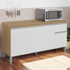 Balcao Com Tampo 150 cm Tatiane Amendoa Branco REAJL Moveis