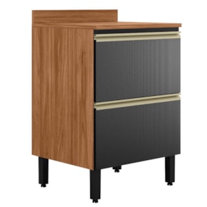 Balcao Com Tampo 1P 1G 60 cm MDF Proenca Nogueira Carbono Prime Demartez