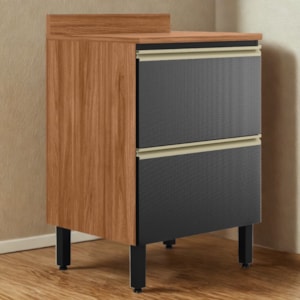 Balcao Com Tampo 1P 1G 60 cm MDF Proenca Nogueira Carbono Prime Demartez