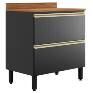 Balcao Com Tampo 1P 1G 80 cm MDF Proenca Nogueira Carbono Prime Demartez