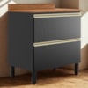 Balcao Com Tampo 1P 1G 80 cm MDF Proenca Nogueira Carbono Prime Demartez