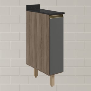 Balcao com Tampo 1P 20cm MDF Kali 16796 Carvalho Toq Chumbo Nicioli