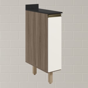 Balcao com Tampo 1P 20cm MDF Kali 16796 Carvalho Toq Off White Cetim Nicioli