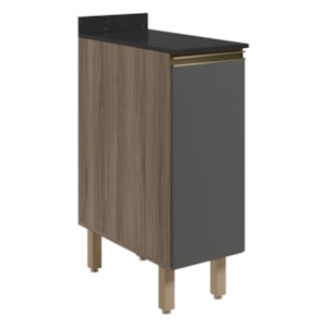 Balcao Com Tampo 1P 30 cm MDF Kali 12217 Carvalho Toq Chumbo Nicioli