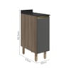Balcao Com Tampo 1P 30 cm MDF Kali 12217 Carvalho Toq Chumbo Nicioli