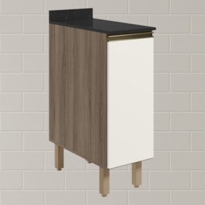 Balcao Com Tampo 1P 30 cm MDF Kali 12217 Carvalho Toq Off White Cetim Nicioli