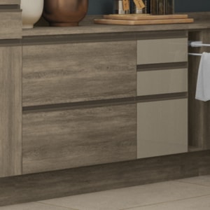 Balcao Com Tampo 1P 3G Vidro 120 cm Maxxi G747 Nogal Kappesberg