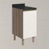 Balcao Com Tampo 1P 40 cm MDF Kali 12218 Carvalho Toq Off White Cetim Nicioli