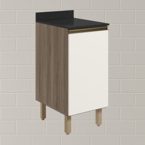 Balcao Com Tampo 1P 40 cm MDF Kali 12218 Carvalho Toq Off White Cetim Nicioli