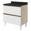 Balcao Com Tampo 2 Gavetoes MDF 80 cm Kali 1641222 Bianco TOQ Branco Nicioli
