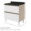 Balcao Com Tampo 2 Gavetoes MDF 80 cm Kali 1641222 Bianco TOQ Branco Nicioli