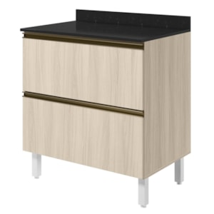Balcao Com Tampo 2 Gavetoes MDF 80 cm Kali 1641222 Bianco TOQ Nicioli