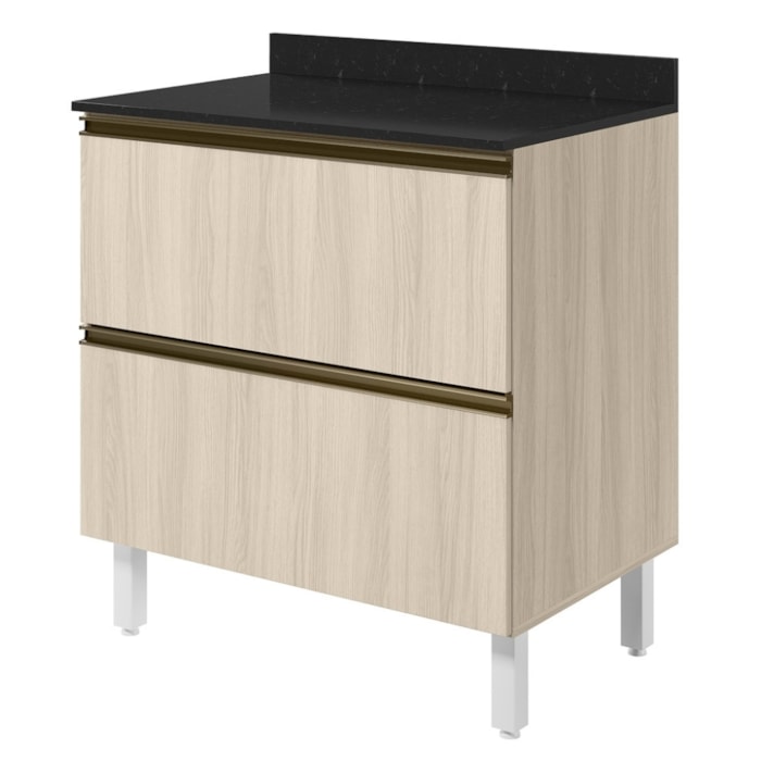 Balcao Com Tampo 2 Gavetoes MDF 80 cm Kali 1641222 Bianco TOQ Nicioli