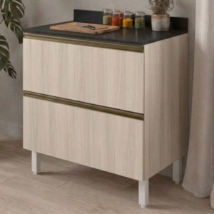 Balcao Com Tampo 2 Gavetoes MDF 80 cm Kali 1641222 Bianco TOQ Nicioli