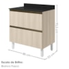 Balcao Com Tampo 2 Gavetoes MDF 80 cm Kali 1641222 Bianco TOQ Nicioli