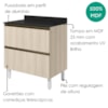 Balcao Com Tampo 2 Gavetoes MDF 80 cm Kali 1641222 Bianco TOQ Nicioli