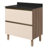 Balcao Com Tampo 2 Gavetoes MDF 80 cm Kali 1641222 Carvalho TOQ Off White Nicioli