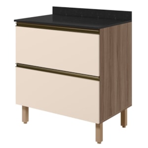 Balcao Com Tampo 2 Gavetoes MDF 80 cm Kali 1641222 Carvalho TOQ Off White Nicioli
