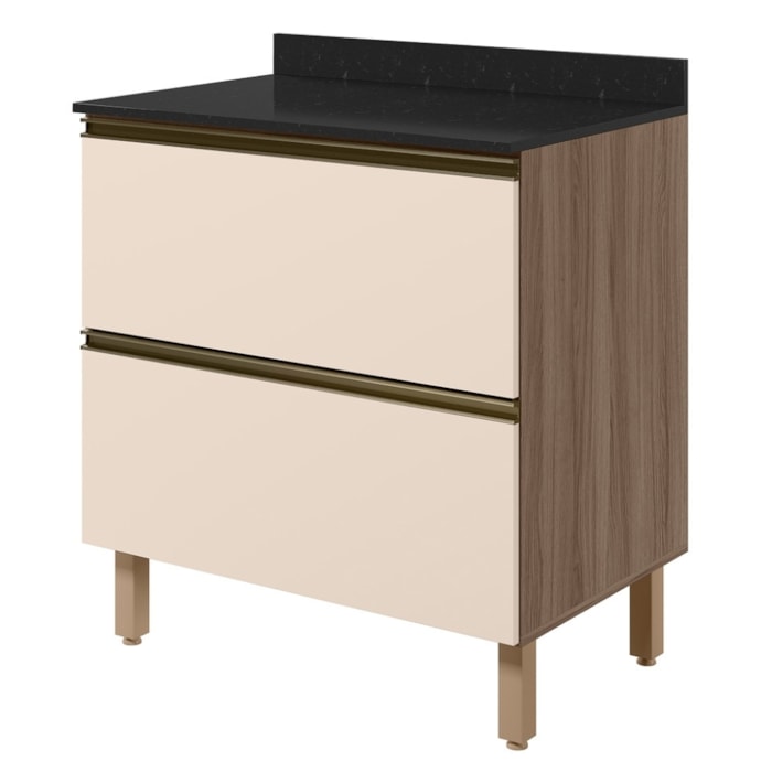 Balcao Com Tampo 2 Gavetoes MDF 80 cm Kali 1641222 Carvalho TOQ Off White Nicioli