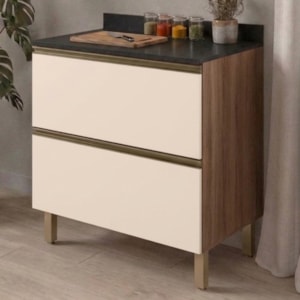 Balcao Com Tampo 2 Gavetoes MDF 80 cm Kali 1641222 Carvalho TOQ Off White Nicioli