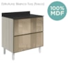 Balcao Com Tampo 2 Gavetoes Vidro 80 cm MDF Kali 16412 Bianco Toq Nicioli