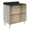 Balcao Com Tampo 2 Gavetoes Vidro 80cm MDF Kali 16412 Bianco Toq Nicioli
