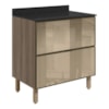 Balcao Com Tampo 2 Gavetoes Vidro 80cm MDF Kali 16412 Carvalho Toq Nicioli
