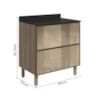 Balcao Com Tampo 2 Gavetoes Vidro 80cm MDF Kali 16412 Carvalho Toq Nicioli