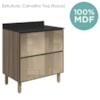 Balcao Com Tampo 2 Gavetoes Vidro 80cm MDF Kali 16412 Carvalho Toq Nicioli