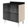 Balcao Com Tampo 2 Gavetoes Vidro MDF 80 cm Kali 1641227 Bianco TOQ Nicioli