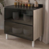 Balcao Com Tampo 2 Gavetoes Vidro MDF 80 cm Kali 1641227 Bianco TOQ Nicioli
