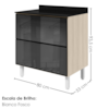 Balcao Com Tampo 2 Gavetoes Vidro MDF 80 cm Kali 1641227 Bianco TOQ Nicioli